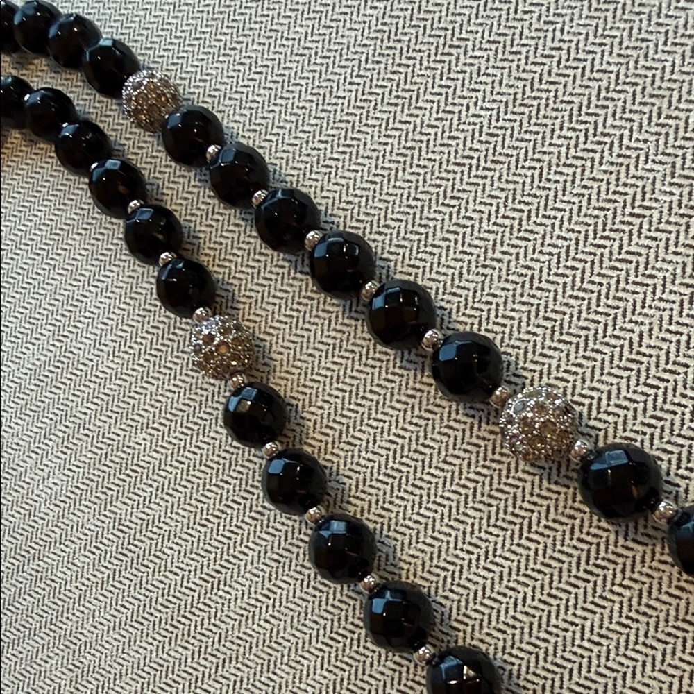 Kate Spade Elegant Black and Rhinestone / Silver Beaded Necklace - Picture 5 of 6